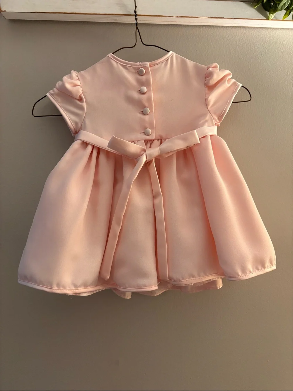 Nicole Soft Pink Bow & Rose Trim Formal Girls Dress